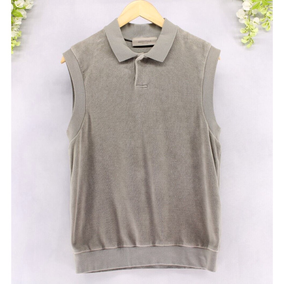 Fear Of God Essentials Women's Velour Sleeveless Polo Top Oak Size M - Picture 1 of 8
